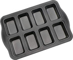 Beasea Mini Loaf Pan 8 Cavity, Nonstick Bakeware Square Bread Pan, Carbon Steel Mini Loaf Bread Pan Cake Pans for Baking Oven