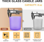 8 OZ Thick Candle Jars for Making Candles 15 Pcs, Empty Jars with Wood Lids for Candle Making, Sample Container, Frosted Purple