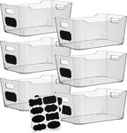Plastic Clear Storage Bins with Labels, Home Freezer Refrigerator Pantry Organizers and Storage Containers Fridge Organizer Bins Kitchen Organization Cabinet Medicine Bin for organizing