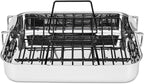 Viking 3-Ply Stainless Steel Roasting Pan with Non Stick Rack, 16 x 13 Inch Kitchen Cookware, Great for Turkey, Dishwasher and Oven Safe, Induction Ready, Silver