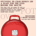 Dutch Oven Pot with Lid - Cast Iron Dutch Oven for Bread Baking Sourdough, Casserole and Braiser with Crab Lid, Square Knob, Nonslid Handles - Red