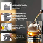 Clear Ice Cube Maker, 2.5" Easy-Release Sphere Ice Maker, Stainless Steel Clear Ice Maker, Non-BPA Premium Silicone Ice Cube Molds for Cocktails, Drinks & Bourbon, Whiskey Gifts for Men - 2 Pack