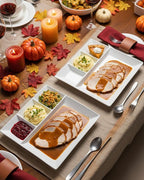 LAUCHUH Chip & Dip Serving Set, 11 inch Porcelain Divided Serving Platter Large Relish Tray Appetizer Tray for Party, Thanksgiving, Christmas, Nuts, Candy, Veggies, Candy and Snacks, White