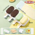 3pcs Large Silicone Popsicle Molds with Lids,4 Cavities Cake Pop Molds,Oval Ice Cream Bar Mold Ice Pop Cakesicle Molds Silicone with 100 Wooden Sticks & 100 Bags &100 Twist Ties(Purple)