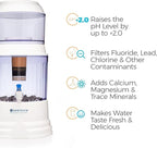 Santevia Gravity Water System Filter | at Home Water Filter That Makes Water Alkaline and Adds Minerals | Chlorine and Fluoride Filter (Countertop Model)