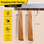 2 Pcs Teak Wood Spatula Set Non Toxic Cooking Utensils Spurtle Kitchen Tools Turner Bamboo Wooden Spatulas for Cooking Spoon Flat Egg Flipper Spatula Kitchen Utensil Set Sourdough Scraper Stirrer