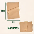 Zenlogy 9x13 Parchment Paper (100 sheets) - Unbleached, High Heat, Non-stick, Pre-cut Baking Paper for Quarter Sheet Pans - Great for Baking, Roasting, Wrapping, Dehydrator, and so much more