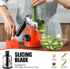 Geedel Rotary Cheese Grater, Kitchen Mandoline Vegetable Slicer with 3 Interchangeable Blades, Easy to Clean Rotary Grater Slicer for Fruit, Vegetables, Nuts