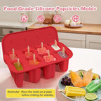 Popsicles Molds, 8-Cavity Silicone Popsicle Molds with 50 Sticks, BPA-Free Ice Pop Mold Popsicle Maker with Funnel & Cleaning Brush for Kids Adult Teens