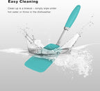 Silicone Spatulas Set Turners Tongs Cooking Utensils Set High Heat Resistant Kitchen Scraper Spatulas for Cooking Mixing Baking BPA Free Dishwasher Safe, Aqua Sky