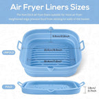 [2 Pack] Silicone Air Fryer Liners Square - Reusable Airfryer Silicone Basket - Easy to Clean Air Fryers Silicone Pot for 5.8 to 8 Qt Large Air Fryer Baking Tray Oven Accessories, 8.5 Inch