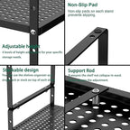 iPEGTOP 3 Pack Large Expandable Cabinet Storage Shelf, Heavy Duty Stackable Steel Metal Spice Rack Adjustable Height Home Office Pantry Garage Shelves for Counter Kitchen Organization, Black