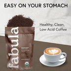 Fabula Low Acid Coffee, USDA Organic Ground Coffee Medium Roast - Non GMO - No Molds - Mycotoxins Pesticides Free - Single Origin Coffee - 12 oz