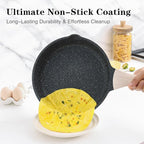 Kordisen Frying Pans Nonstick with Lid, 12.5 Inch Large Skillet with Lid, Induction Cooking Pan, Stay-Cool Handle, Compatible with All Stovetops, PFOA Free