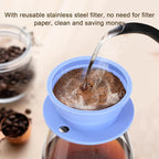 3 Pack Collapsible Travel Pour Over Coffee Maker Camping, Paperless Travel Collapsible Pour Over Coffee Dripper Kit, Silicone Reusable Coffee Strainer Pour Over Cup