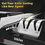 Professional 3-stage Electric Knife Sharpener for Kitchen Knives, with 100% Diamond Abrasive 20° Precision Angle Guide, Quickly Sharpening, Repairing/Restoring/Polish Blades (Silver)