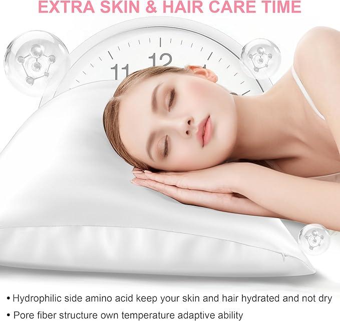 Mulberry Silk Pillow Cases Queen Size with Hidden Zipper, Ultra Smooth and Soft Breathable Cooling Silk Satin Pillowcase for Hair and Skin, Gifts for Women Men (Pure White, 20x30 Inches, 1 Pack)