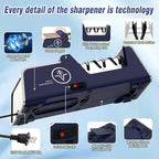 Electric Knife Sharpener for 15 to 20-Degree Knives 100% Diamond Abrasive Stropping Precision Guides for Straight&Serrated Edges&Ceramic Knife, Single&Double-bevel Knives, 3-Stage