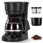 Compact 5-Cup Programmable Drip Coffee Maker — the essential coffee machine with Digital Clock, 24-hour Timer, Auto Shut-Off, and a Removable Filter Basket for Home & Office.