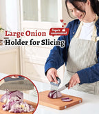 Onion Holder for Slicing Large Stainless Steel Vegetable Chopper - Multi-Purpose Onion Slicer, Tomato Slicer, Food Cutter Assistant Tool for Potato, Avocados, Eggs, Lemon, Fruit & Meat Tenderizer