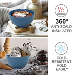 Wrova wheat straw dessert bowls 10oz set of 8 - Unbreakable snack Bowls Dishwasher Safe - Handy Bowls for Ice Cream,Yogurt and Fruits. Blue