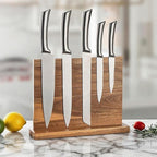 Magnetic Knife Block Stand, Kitchen Counter Organizer, Double-Sided Kitchen Knife Holder, Acacia Wood, Universal Storage Organizer, 11.7 x 8.6 x 4 inches