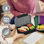 Bento Box for Kids,Kids Bento Lunch Box with Built-in Ice Pack for School,3 Compartments Leak Proof Lunch Container with Utensils for Girl Boy;BPA Free,Microwave & Dishwasher Safe, 44oz(Black)