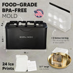 Berlinzo Premium Clear Ice Cube Maker with Conversation Ice Prints – 8 Large 2.1" Crystal Clear Ice Squares – Giftable Idea for Party, Game Night & Just for Fun – Includes Storage Bag (Non-Electric)