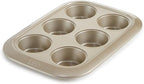 Berghoff Balance Nonstick 6 cup Cupcake/Muffin Baking Pan 2.5" x 1", Lightweight Carbon Steel, Ferno-Green, Non-toxic Coating Bakeware, Easy Food Release, Oven Safe Up To 450°F