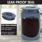 Primula Burke Deluxe Cold Brew Iced Coffee Maker, Comfort Grip Handle, Durable Glass Carafe, Removable Mesh Filter, Perfect 6 Cup Size, Dishwasher Safe, 1.6 qt, Blue