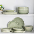 AmorArc Ceramic Dinnerware Sets,Handmade Reactive Glaze Stoneware Plates and Bowls Set,Highly Scratch Resistant | Dishwasher & Microwave Safe Dishes Set,Service for 4 (12pc)