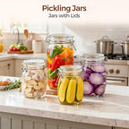 ComSaf Large Glass Jars with Lid 64 oz, Large Mason Jars Set of 3, Glass Canisters with Airtight Lids, Half Gallon Canning Jar with Seal Wire Clip Fastening for Kitchen, Pickle, Flour, Sugar, Cereal