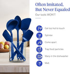 GIR: Get It Right 5-Piece Silicone Ultimate Kitchen Utensils Set - Ladle, Spatula, Flip, Spoon & Spoonula - Non-Toxic Cooking Utensils for Nonstick Cookware, Cooking and Baking - Navy