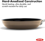 OXO Enhanced 10” Nonstick Frying Pan Skillet, Ceramic PFAS-Free Cookware, Stainless Steel Handle, Eggs & Omelets, Dishwasher & Oven Safe, Biscuit Brown