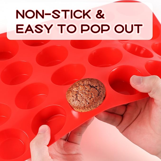 2 Pcs Muffin Pan Silicone Molds, Cupcake Pan Silicone Molds, Non-Stick Baking Molds for Making Muffin, Cakes, Cupcake, Tart, Chocolate