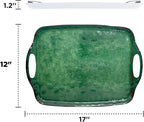 TP Serving Trays with Handles, 17 x 12 Inch Melamine Serving Platters for Food, Meat, Set of 2 Rectangular Trays for Eating, Retro Green