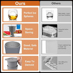 Clear Ice Cube Maker, 2.5" Easy-Release Sphere Ice Maker, Stainless Steel Clear Ice Maker, Non-BPA Premium Silicone Ice Cube Molds for Cocktails, Drinks & Bourbon, Whiskey Gifts for Men - 1 Pack