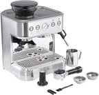 15 Bar Express Espresso Machine with Built-in Grinder,Stainless Steel Semi Automatic Espresso Maker,Dual PID Control, 80oz Water Tank,Heating, Milk Frother & Auto-Cleaning,for Lattes and Cappuccinos