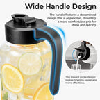 Mason Jar Pitcher - Airtight & Leakproof Glass Pitcher with Lid[set of 2], Perfect for Breastmilk, Cold Brew, and Sun Tea, 2 Quart (64 oz) Mason Jar with Pour Spout Lid