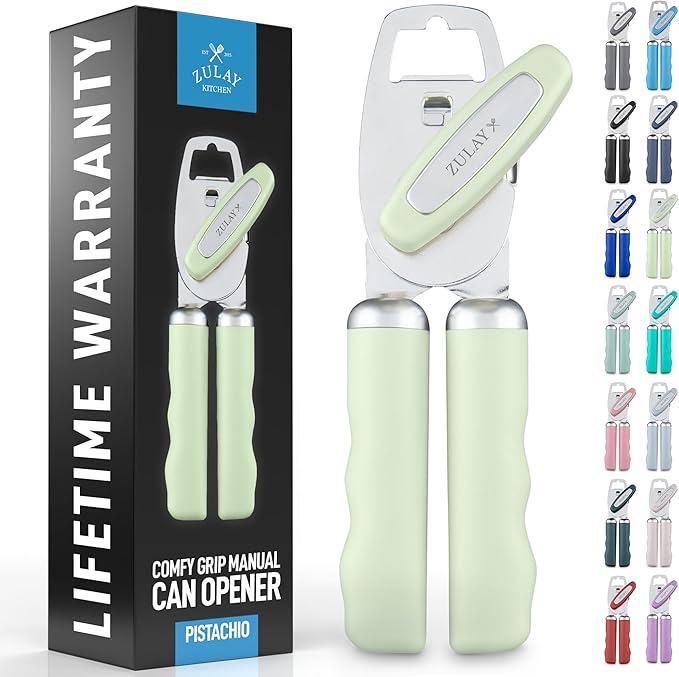 Zulay Kitchen Manual Can Opener with Bottle Opener with Turn Knob