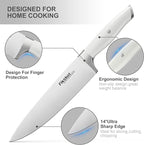 Knives Set for Kitchen, FIKSHOT 14PCS Kitchen Knife Set with Block, High Carbon Stainless Steel Full Tang Knife Sets Razor-Sharp Blade Professional Chef's Knife for Housewarming (WHITE)