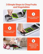 VEVOR Vegetable Chopper, Food Veggie Cutter with 3 Stainless Steel Blades, Onion Slicer with Container, Salad Potato Dicer Kitchen Gadgets & Essentials Home Appliances Tools for Easy DIY, Silver