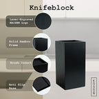 KAIZEN Bamboo Knife Block Without Knives - Perfectly Sized Universal Knife Holder for Knives, Scissors - Unique Knife Storage for Counter Top with Anti-Slip Base (Black - Bamboo)