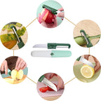 2 in 1 stainless steel Paring knife Peeler; fruit peeler; apple peeler; pear peeler, vegetable peeler, Kitchen Peeler (2, Green White)