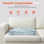 Vacuum Storage Bags for Clothing Travel, 8 Pack 29" Vacuum Seal Bags with Wireless Charging Pump Compression Packing for Clothes Suitcase Luggage Travel