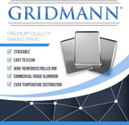 GRIDMANN 9" x 13" Commercial Grade Aluminum Cookie Sheet Baking Tray Jelly Roll Pan Quarter Sheet - 6 Pans