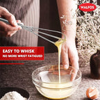 Walfos Mini Whisks Stainless Steel, Small Whisk 2 Pieces, 5in and 7in Tiny Whisk for Whisking, Beating, Blending Ingredients, Mixing Sauces