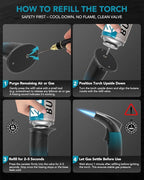 Cooking Torch Lighter with 100ml Butane Refill - Refillable Torch with Flame Lock, Adjustable Flame Mini Blow Torch Set for Cooking, Baking, Creme Brulee, Soldering