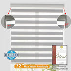 Persilux Cordless Zebra Blinds for Windows Free-Stop Window Blinds (30" W X 72" H, Grey) Dual Layer Light Control for Day and Night, Light Filtering Sheer Shades for Home, Easy to Install