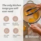 StarPack Premium Silicone Kitchen Tongs 9-Inch - Stainless Steel with Non-Stick Silicone Tips, High Heat Resistant to 600°F, For Cooking, Serving, Grill, BBQ & Salad (Gray Black)